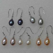 Pendiente de gota de perla auténtica, 7,5-8mm, nuevo, fino, Q30254 2024 - compra barato