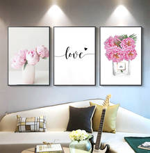 Canvas Painting Nordic Decor Pink Peony Flower Poster and Print Love Wall Art Floral Picture Bedroom Decor Home Decoration 2024 - buy cheap