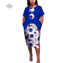 Bintarealwax-vestidos africanos para mujer, vestido Midi elegante de media pantorrilla, estampado africano, empalmado, para oficina, WY4029 2024 - compra barato