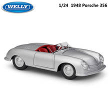 Welly-carro esportivo clássico conversível 1948 de porsche 356, carrinho de brinquedo em liga metálica fundida, escala 1:24, coleção de presentes para crianças 2024 - compre barato