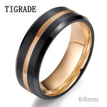 Tigrade Men Ring 8mm 6mm Black Tungsten Ring Luxury Jewelry With Rose Gold Line Wedding Band Men Tungsten Rings bague homme 2024 - buy cheap