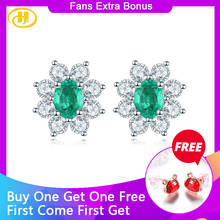 Hutang Stock Clearance Natural Emerald Women's Earring 0.6 Carats Precious Emerald Stud Earring Romantic Classic Style 2024 - buy cheap