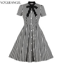 Women Vintage 50s 60s Pin Up Rockabilly Dress Black Red Striped Button Robe Party Office Dresses Summer Dress S-2XL  Midi Dress 2024 - buy cheap