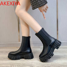 2022 New Chunky Boots Fashion Platform Women Ankle Female Sole Pouch Ankle Botas Mujer Round Toe Slip-On Botas Altas Mujer 2024 - buy cheap
