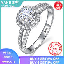 YANHUI Tibetan Silver S925 Bridal Ring with 8MM Round Cubic Zircon Prong Setting Anniversary Engagement Wedding Rings for Women 2024 - buy cheap