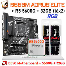 Gigabyte-placa base B550M AORUS ELITE AM4 + AMD RYZEN 5 5600G + 32GB DDR4 3200MHz Ram AMD B550, Combo de placa base AM4 Ryzen 2024 - compra barato