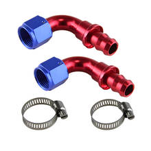 90 Degree 10 AN 7/8"-14  Female Swivel Push-on/Lock Hose Barb Fuel Oil Line Fitting End Aluminum with Clamp 2PCS 2024 - buy cheap