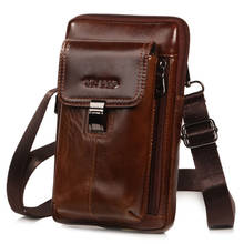 New Men Crossbody Waist Bag  Fashion Genuine Leather for Men Cell/Mobile Phone Bag  Male Shoulder Bag Hook Belt  Fanny Pack 2024 - buy cheap