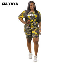 CM.YAYA-ropa activa de talla grande para XL-5XL, conjunto de camuflaje, camiseta, pantalones cortos, chándal, 2 uds. 2024 - compra barato