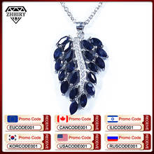 Natural Sapphire Gemstone Necklace Genuine Solid 925 Sterling Silver Jewelry Noble Birthstone Woman 2024 - buy cheap