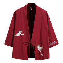 Кардиган-кимоно Мужской Хлопковый, уличная одежда, короткий свободный жакет, повседневная верхняя одежда, лето 2021 2024 - купить недорого