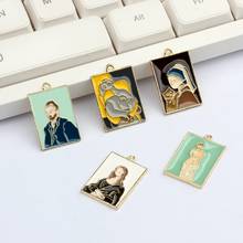10pcs/lot Alloy Enamel Retro art painting relief figure Charms Pendant For DIY Fashion Drop Earrings Jewelry Making Accessories 2024 - buy cheap