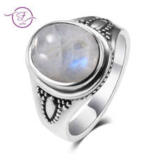 Vintage Style Silver Oval Natural Moonstone Rings for Women Wedding Engagement Jewelry Finger Ring Whole Sale 2024 - buy cheap