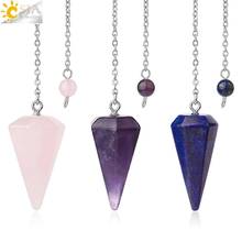 CSJA Healing Crystal Pendulum for Divination Dowsing Pink Quartz Pendulums Natural Gem Stone Reiki Crystal Pendant Pendulos E112 2024 - buy cheap