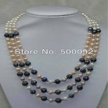 17-20"  3rows 7-8mm cultured freshwater pearl necklace free shipping 2024 - buy cheap