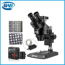 WNB-Binocular simul-focal/microscopio Trinocular, Zoom continuo, fuente de Anillo de luz LED, cámara Ultra HD de 3800W, color negro, 7X-45X 2024 - compra barato