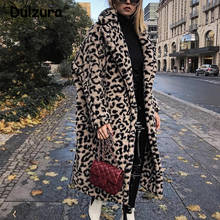 Luxury Fashion Leopard Long Teddy Bear Jackets Coats Women 2022 Winter Thick Warm Outerwear Brand Fashion Faux Fur Coat Female 2024 - buy cheap