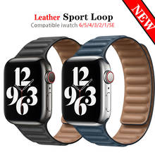 Ремешок кожаный для apple watch band 44 мм 40 мм iWatch series 6 SE 5 4 3 2 1, браслет для наручных часов 42 мм 38 мм 2024 - купить недорого