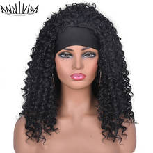 Headband Long Curly Synthetic Wigs For Black Women Water Wave Natural Glueless Heat Resistant Wig 16 inch Annivia 2024 - buy cheap