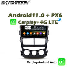 720p sem fio carplay px6 android 11.0 4gb + 64gb leitor de dvd do carro wifi bluetooth 5.0 rds rádio gps para toyota vios yaris 2018 2019 2024 - compre barato