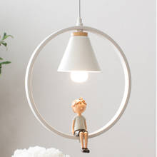 Iron Ring Boy Girl Pendant Lights for Children Bedroom Hanging Lamp Home Decor Nordic Led Light Fixtures Loft Luminaire Kid Gift 2024 - buy cheap