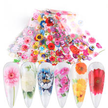 Фольга для перевода ногтей LA8202, 10 шт., цветок, Подсолнух, цветок маргаритки для дизайна ногтей, декоративные маникюрные наклейки 2024 - купить недорого