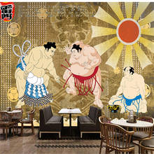 Japanese Samurai Sumo Wall Paper Wall Covering Japanese Cuisine Sushi Restaurant Industrial Decor Background Mural Wallpaper 3D 2024 - buy cheap