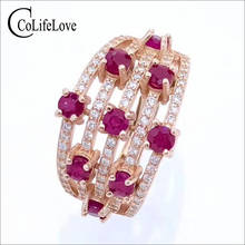 CoLife Jewelry natural ruby silver ring for party 9 pieces 3 mm ruby gemstone ring ruby fine jewelry free gift box 2024 - buy cheap