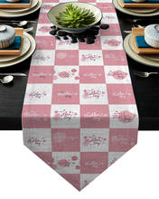 Mothers Day Flower Pink Checkered Table Runners For Wedding Party Decoration Modern Table Runner Home Kitchen Decor 2024 - buy cheap