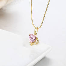 Cute Small Love Heart Pink CZ Charm Pendant Short Choker Necklaces for Women Girls Kids Friend Jewelry Gold Color Chain 40cm+5cm 2024 - buy cheap