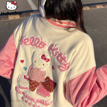 Hello Kitty Clothes Y2k Teenager Girl Luxury Design Embroidery Pink Jacket Baseball Jacket Fashion Coat Women Sweatshirt Plush 2024 - buy cheap