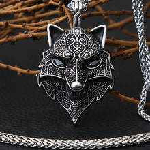 Retro Viking Wolf Necklace For Mens Chain Punk Hip Hop Fashion Stainless Steel Wolf Head Pendant And Necklace Goth Accessories 2024 - buy cheap