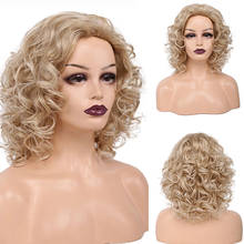 Synthetic Short Blonde Curly Wig Afro Wigs for Women Fluffy Hair Wigs Cosplay Free Part Heat Resistant Fiber Fake Hair Party 2024 - buy cheap