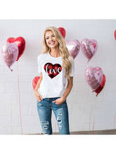 Plaid Love Heart Graphic Tee Summer Fashion O-Neck Short Sleeve Tee Shirt Casual Heart Love Printed T-shirt Tops Valentine Gift 2024 - buy cheap