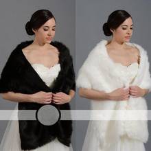Black White Ivory Fake Fur Wrap Long Shawl Bridal Bolero Wedding Shrug Evening Dress Coat Jacket Warm 2024 - buy cheap