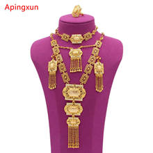 Apingxun Dubai Tassles Jewelry Set Gold Color Necklace&Earring&Bracelet&Ring Set African Arab Women Bridal Wedding Charm Jewelry 2024 - buy cheap
