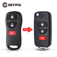 KEYYOU-funda de llave con tapa modificada, 3/4 botones, carcasa de llave remota sin cortar para Nissan Infiniti Xterra Frontier Muranon x-trail Tiida 2024 - compra barato