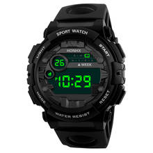 Relógio esportivo luminoso led digital para homens, relógio de pulso impermeável de silicone com pulseira de vidro indicador 50m 2024 - compre barato