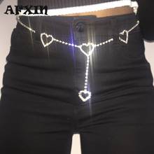 Fashion Rhinestone Heart To Heart Body Chain Gold/silver Color Long Belly Chain Jewlery Waist Belt Beach Crystal  Chain for Jean 2024 - buy cheap