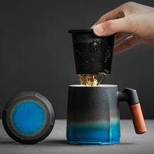 Luxury Blue Ceramic Tea Cup Filter Mug with Lid Tea Mugs Coffee Cups Filter Cup Office Crockery Teaware Tea Accessories Gift 2024 - buy cheap