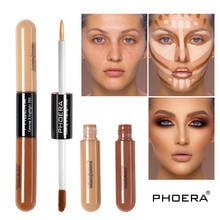 PHOERA Liquid Foundation Double Head 2 Colour Brighten Natural Concealer Cream Face Cover Contouring Corrector Makeup Cosmetic 2024 - buy cheap