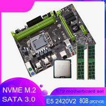Qiyida X79 Motherboard set LGA 1356 E5 2420V2 cpu 2pcs x 4GB = 8GB DDR3 1333MHz 10600R NVME m.2 sata 3.0 memory 2024 - buy cheap