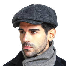 Winter Caps For Men Wool Blend Newsboy Cap Women 8 Panel Patchwork Herrinbone Driver Hat High Quality Gray Plaid Beret 2024 - buy cheap