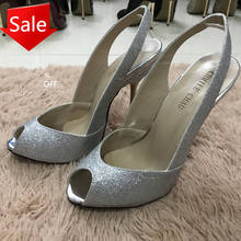 Women Stiletto Thin Iron High Heel Sandals Sexy Sling Back Peep Toe Silver Glitter Party Bridal Ball Lady Shoe 3845-g9 2024 - buy cheap