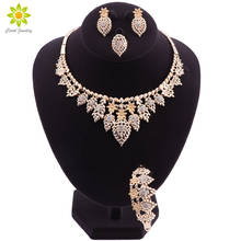 Bridal Gift Nigerian Wedding African Beads Jewelry Set Brand Woman Fashion Dubai Gold Color Necklace Earrings Set 2024 - buy cheap
