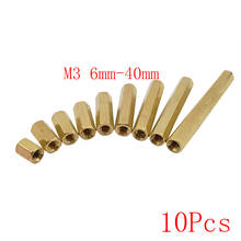 10Pcs/set M3 Brass Hexagonal Studs Spacers Screw Standof Female to Female Hollow Pillar 6mm-40mm 2024 - buy cheap