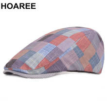 HOAREE 100% Cotton Plaid Berets Women Patchwork Ivy Hats Female Wigens Cap Summer Vintage Jeff  Flat Caps 2024 - buy cheap