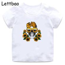 Camiseta para crianças, camiseta engraçada da moda para crianças, crânio gótico e bonito, ulzzang grunge 2024 - compre barato