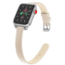 41mm 45mm Slim Leather Loop for Apple Watch 40mm 44mm Series SE7 6 5 Metal Head Grains Strap for iWatch Band 38mm 42mm 4 3 2 1 2024 - buy cheap