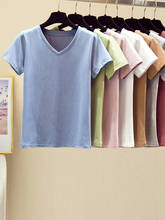 Camiseta de algodón de talla grande 5XL para mujer, remera lisa de 9 colores, camiseta de manga corta para mujer, Camiseta de cuello redondo para mujer 2020 2024 - compra barato